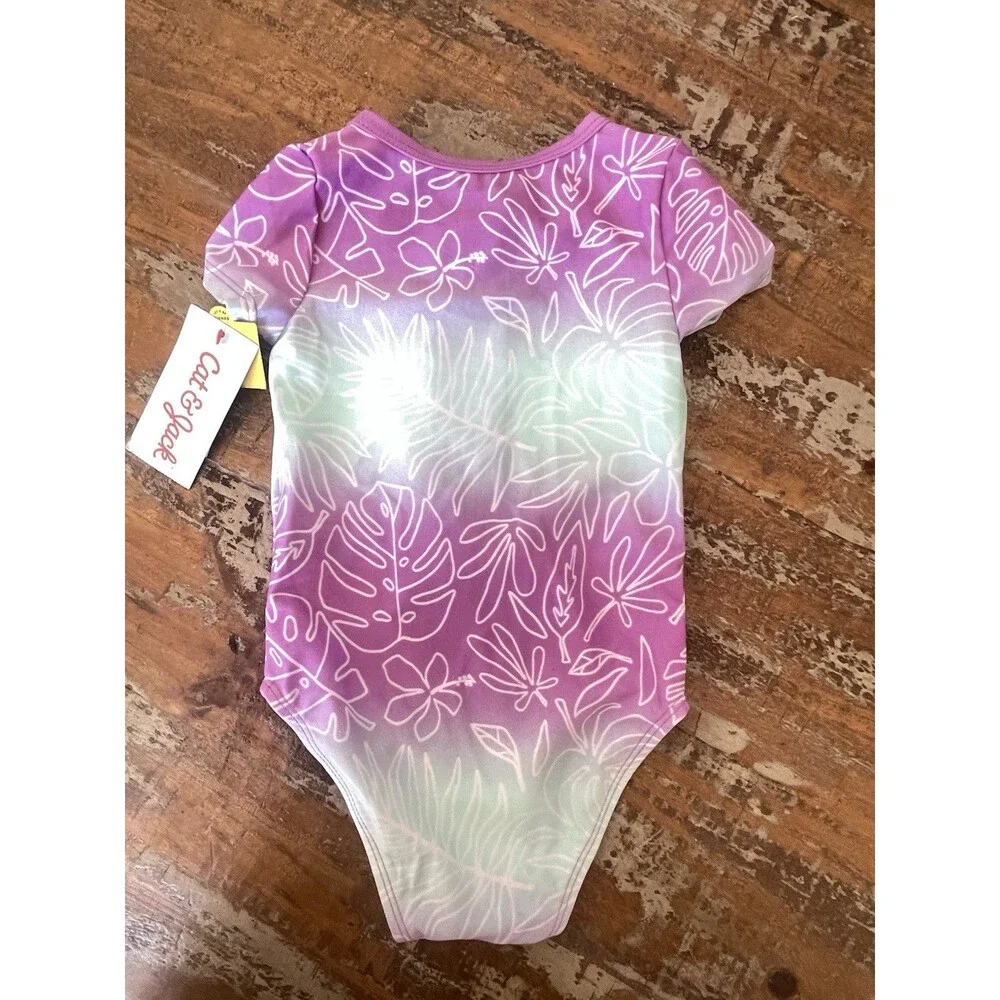 Cat & Jack Infant Cap Sleeve Snap Bottom One Piece Tropical Swimsuit Sz 12mo New